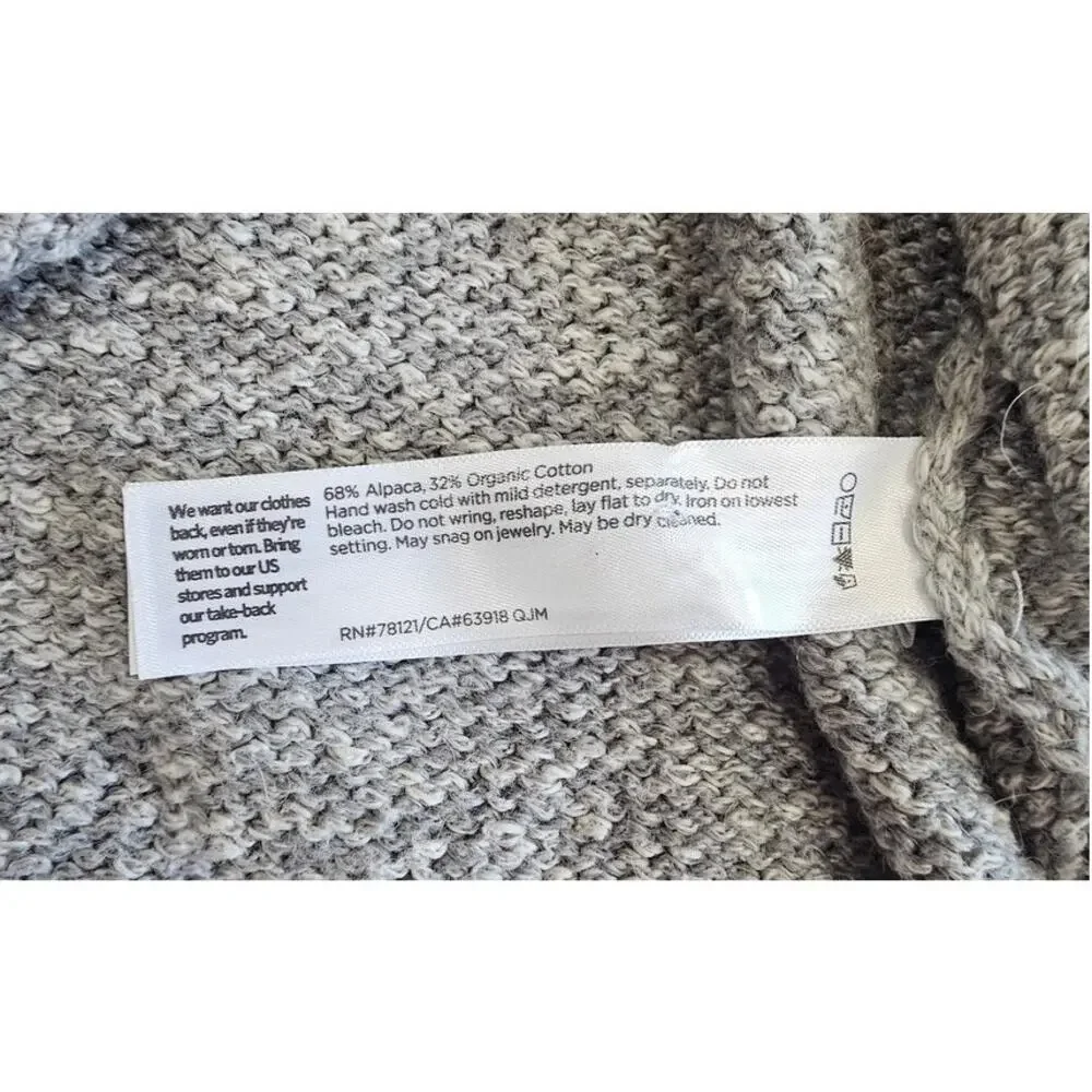 Eileen Fisher Cardigan Sweater 68% Alpaca, Button Front, Gray, NWT $368, Sz XL
